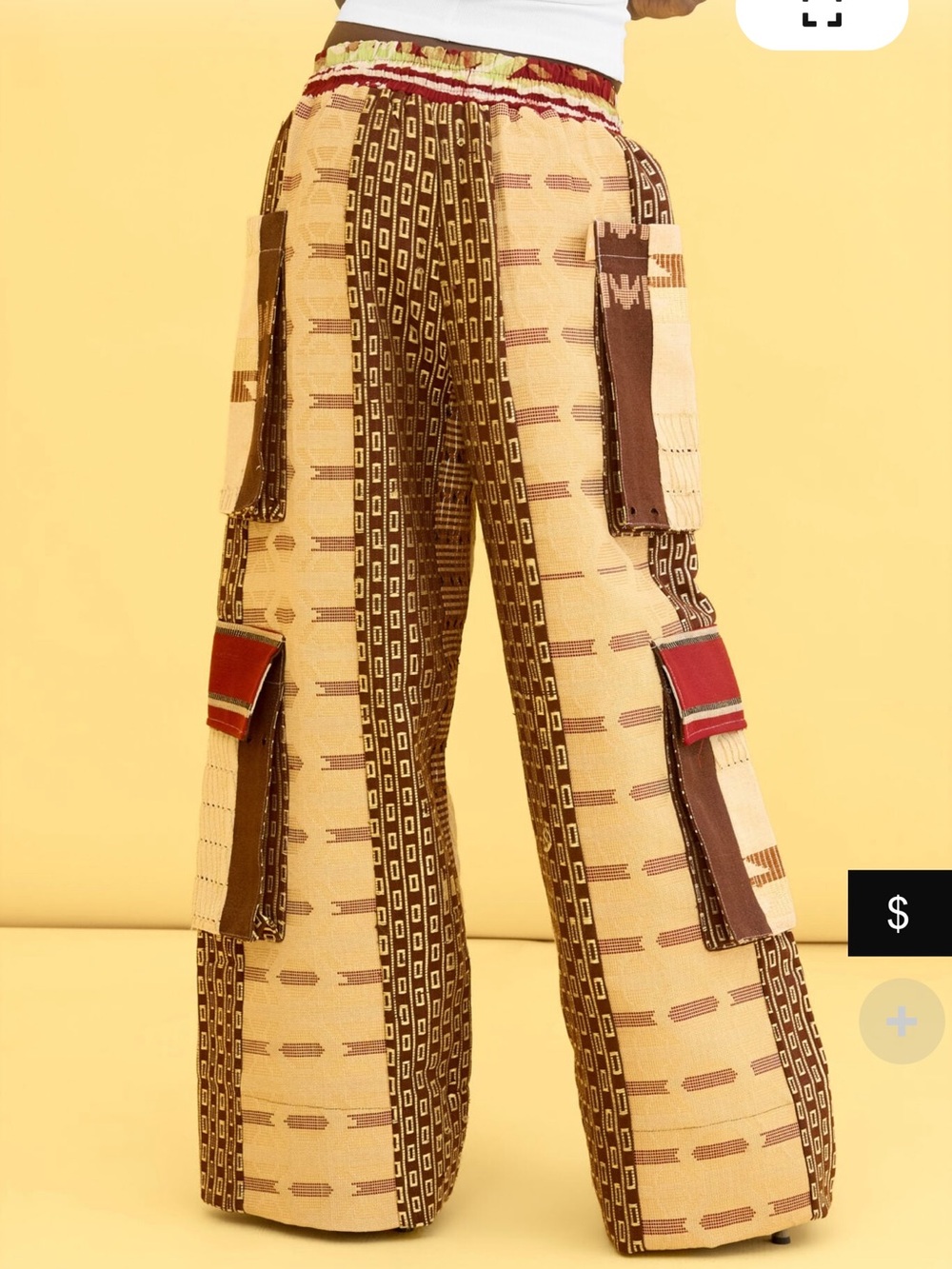 Moye Africa Niiwo Pants - Green Patchwork Wide-Leg Pants - Picture 3 of 4